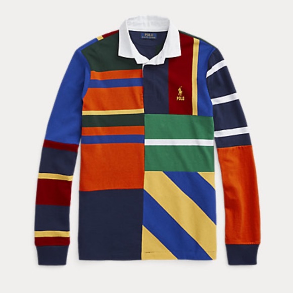 NWT POLO Ralph Lauren Classic Fit Patchwork Rugby Shirt - Picture 6 of 10